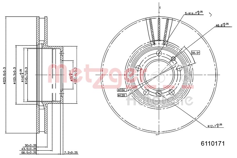 METZGER 6110171 Bremsscheibe