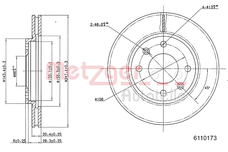 METZGER 6110173 Bremsscheibe