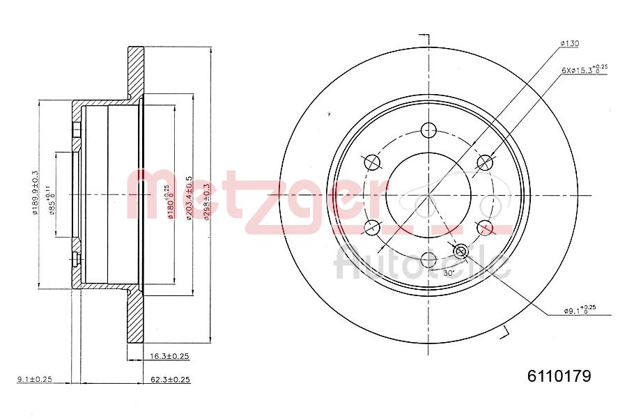 METZGER 6110179 Bremsscheibe