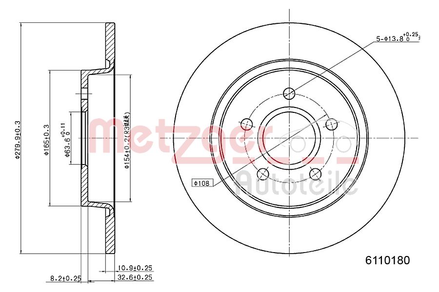METZGER 6110180 Bremsscheibe