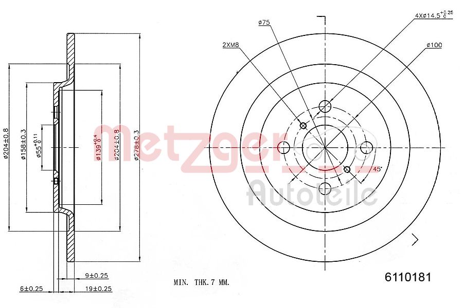 METZGER 6110181 GREENPARTS Bremsscheibe