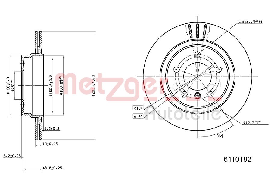 METZGER 6110182 Bremsscheibe