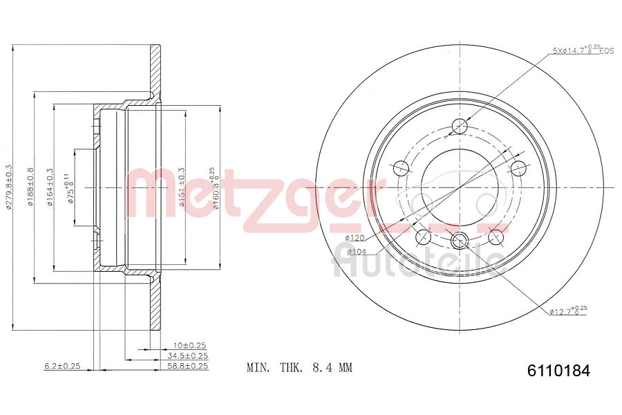 METZGER 6110184 Bremsscheibe