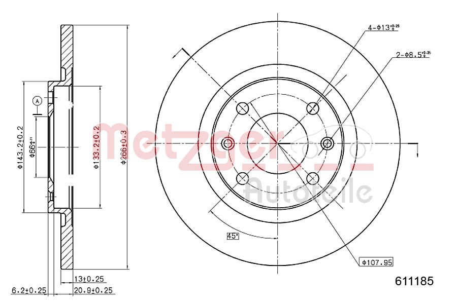 METZGER 6110185 Bremsscheibe
