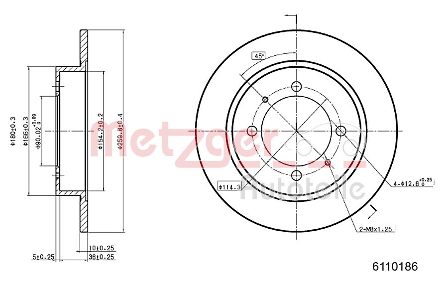 METZGER 6110186 Bremsscheibe