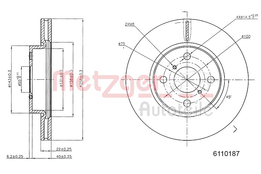 METZGER 6110187 Bremsscheibe