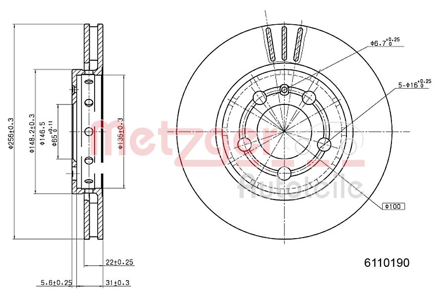 METZGER 6110190 Bremsscheibe