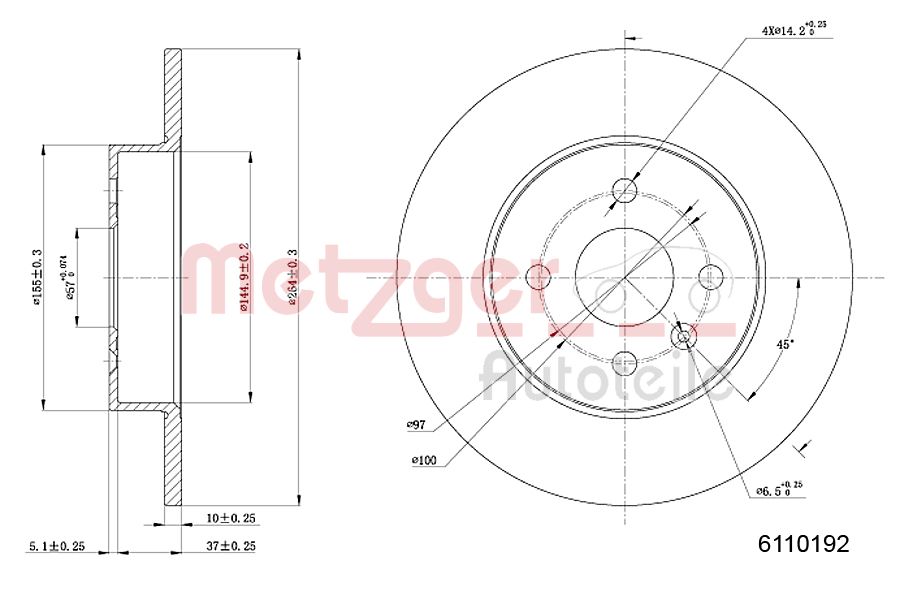 METZGER 6110192 Bremsscheibe