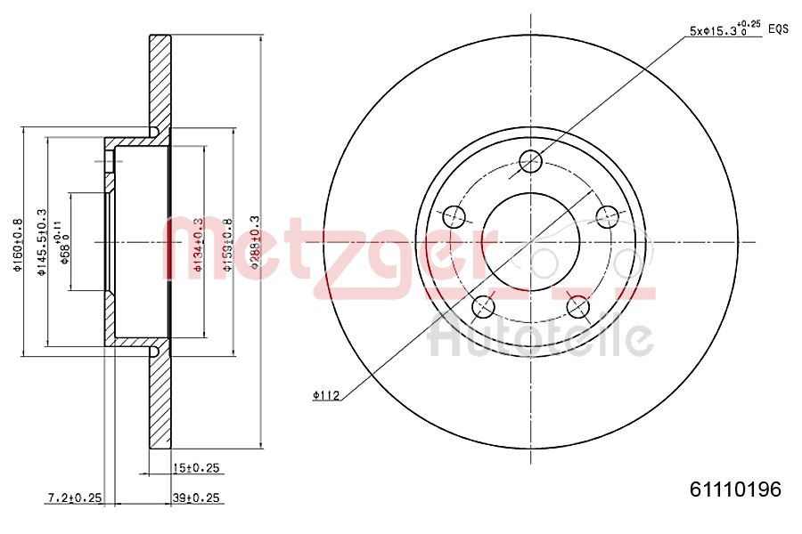 METZGER 6110196 Bremsscheibe