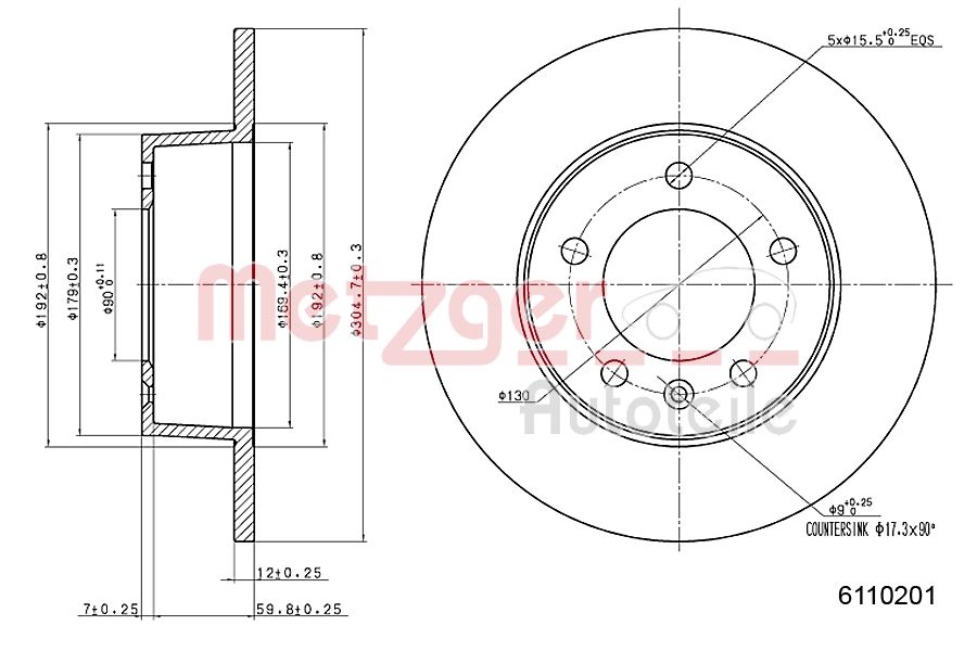 METZGER 6110201 Bremsscheibe