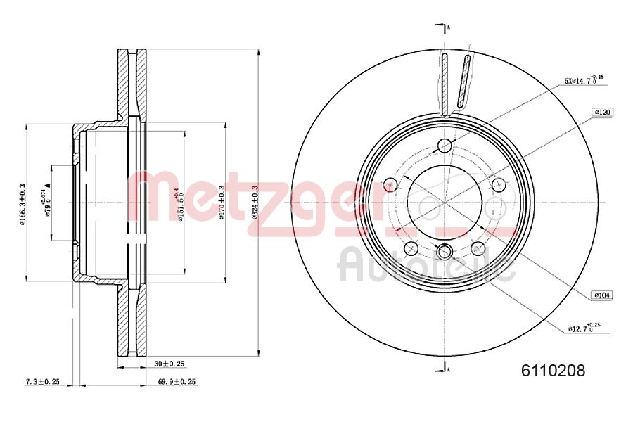 METZGER 6110208 Bremsscheibe