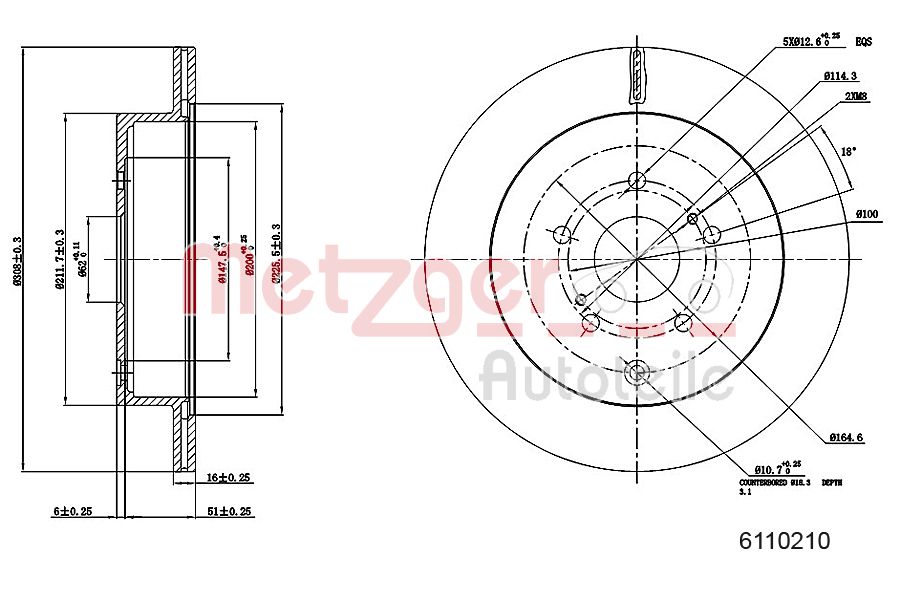 METZGER 6110210 Bremsscheibe