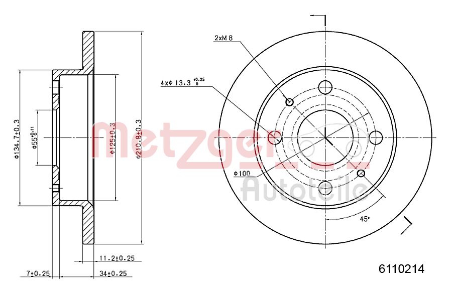 METZGER 6110214 Bremsscheibe