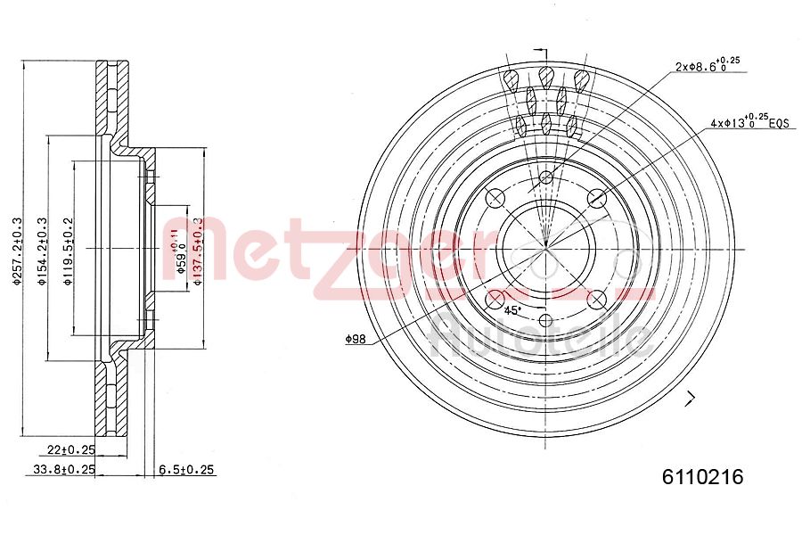 METZGER 6110216 Bremsscheibe