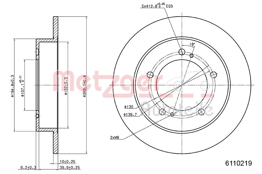 METZGER 6110219 Bremsscheibe