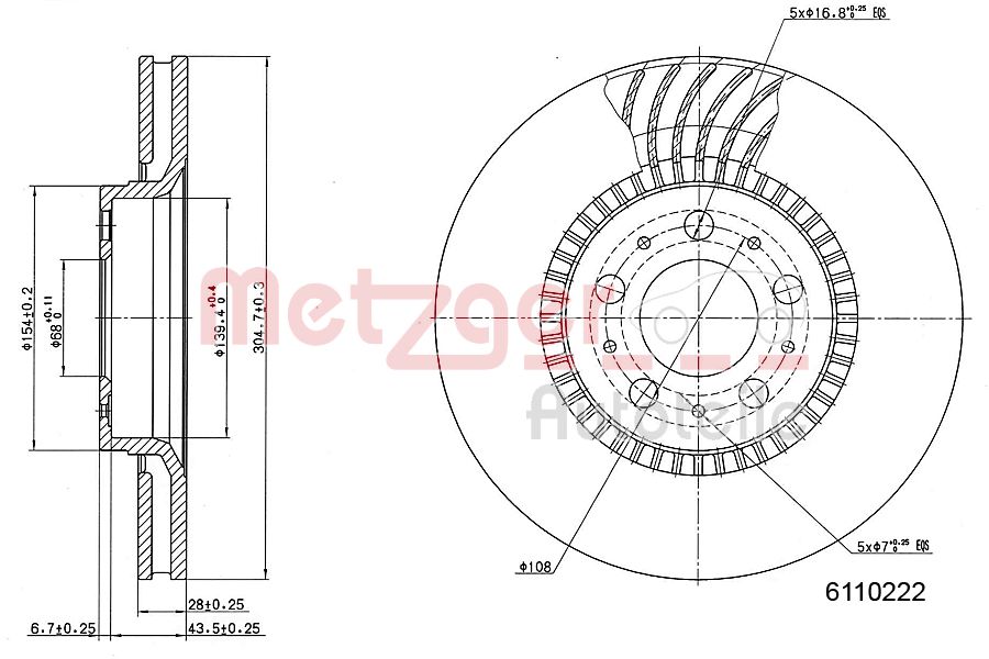 METZGER 6110222 Bremsscheibe