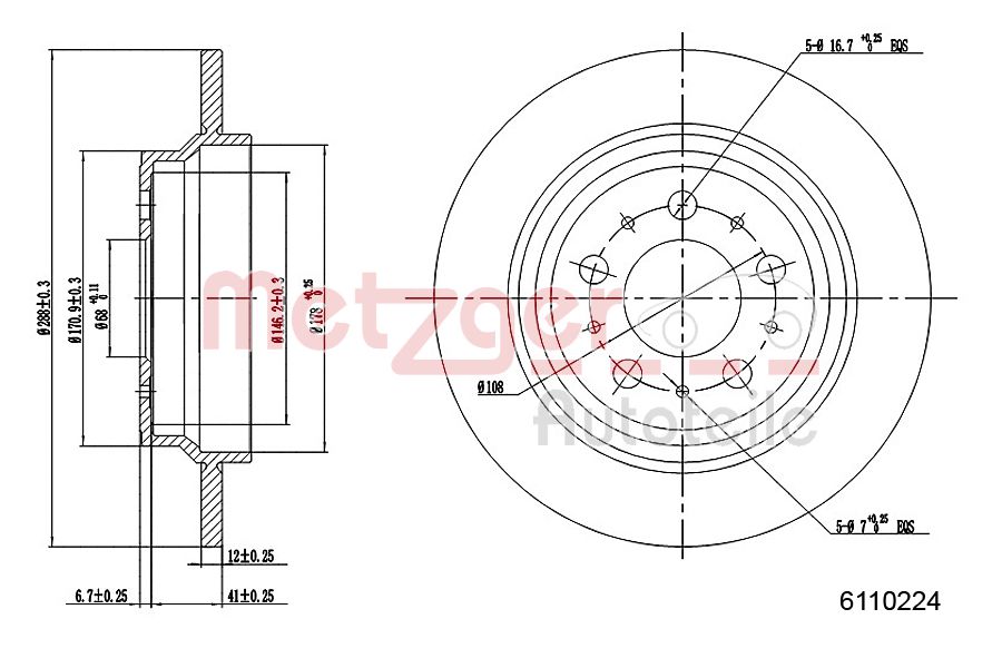 METZGER 6110224 Bremsscheibe