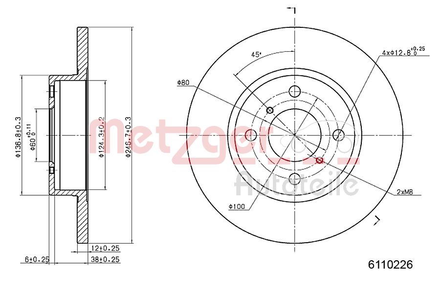 METZGER 6110226 Bremsscheibe