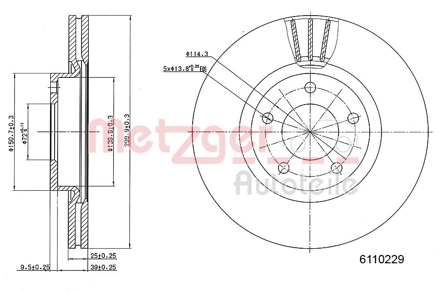 METZGER 6110229 Bremsscheibe