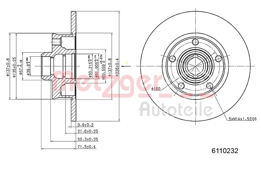 METZGER 6110232 Bremsscheibe