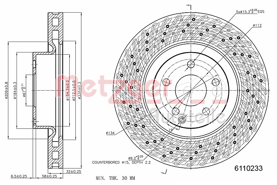 METZGER 6110233 Bremsscheibe