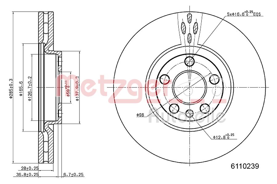 METZGER 6110239 Bremsscheibe