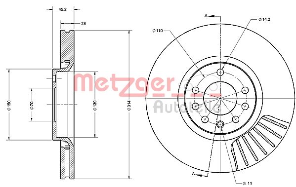 METZGER 6110251 Bremsscheibe