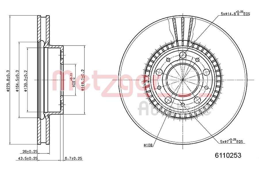 METZGER 6110253 Bremsscheibe