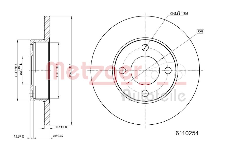 METZGER 6110254 Bremsscheibe