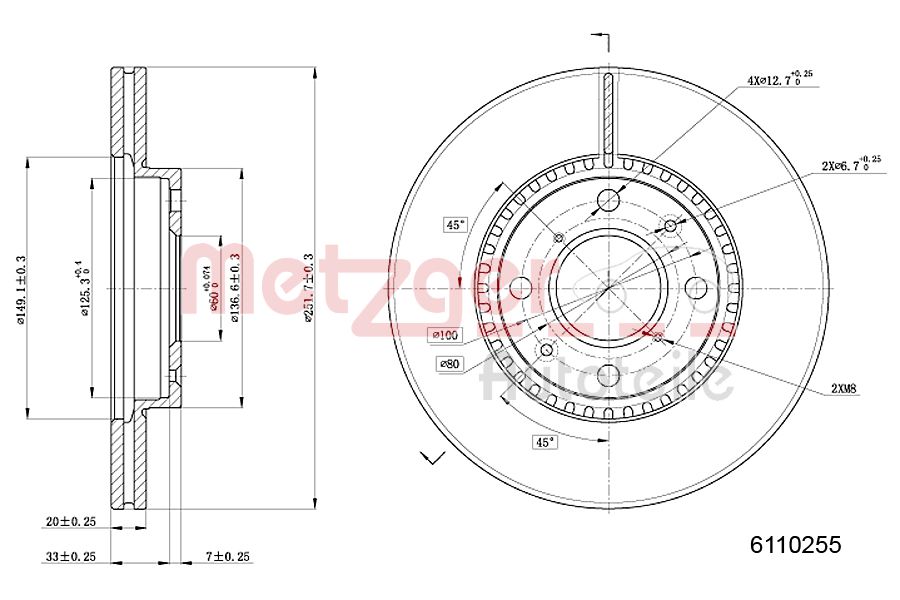 METZGER 6110255 Bremsscheibe