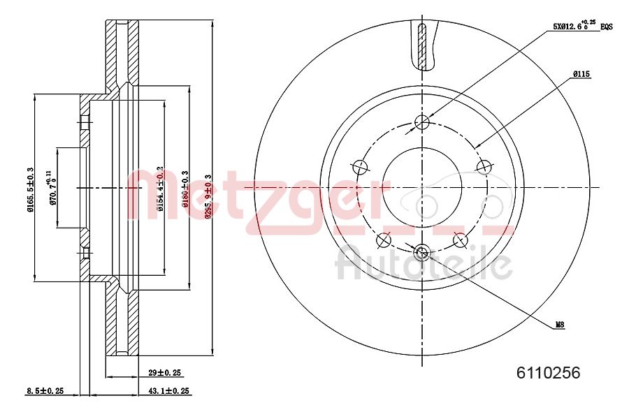METZGER 6110256 Bremsscheibe