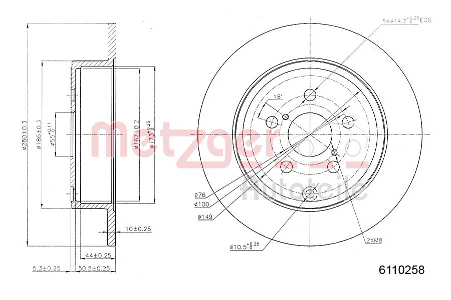 METZGER 6110258 Bremsscheibe
