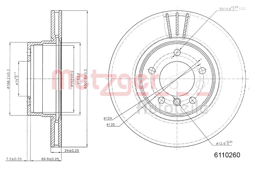 METZGER 6110260 Bremsscheibe