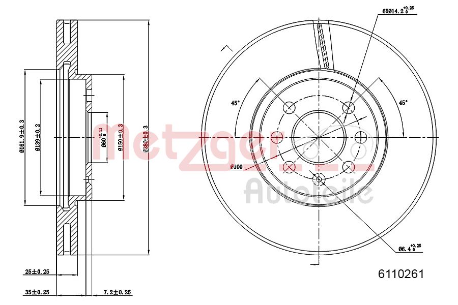 METZGER 6110261 Bremsscheibe