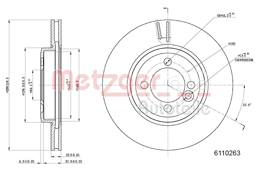 METZGER 6110263 Bremsscheibe