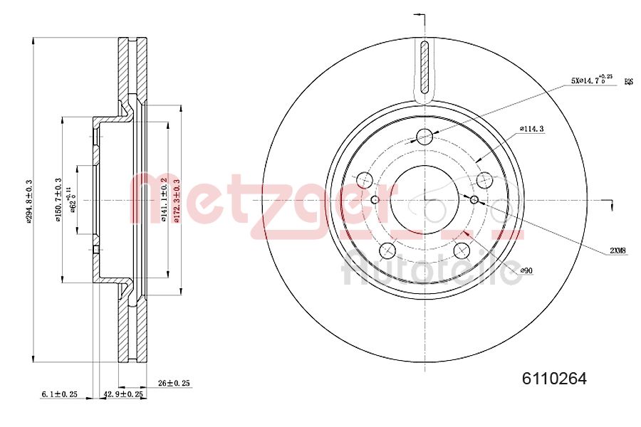METZGER 6110264 Bremsscheibe