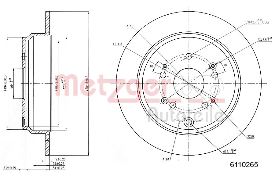 METZGER 6110265 Bremsscheibe