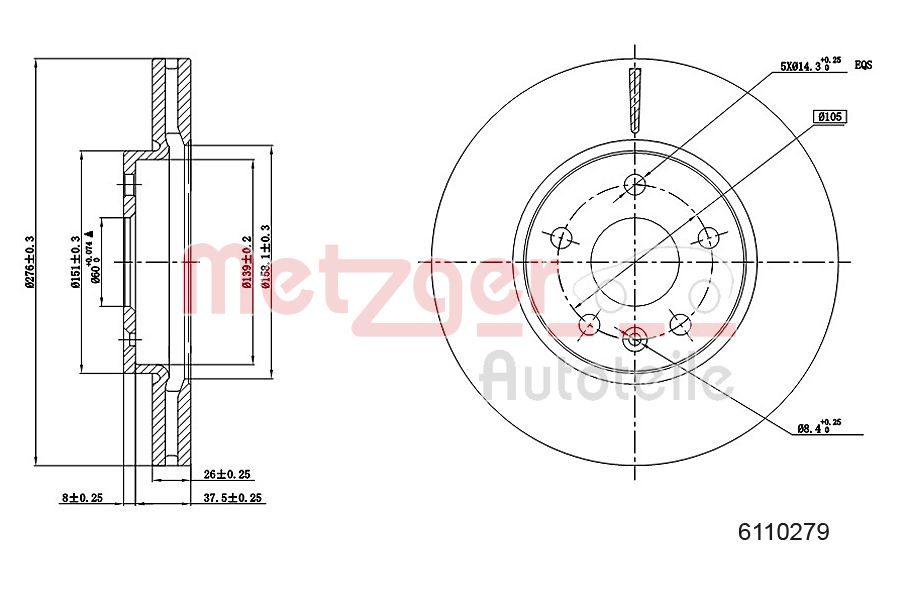 METZGER 6110279 Bremsscheibe