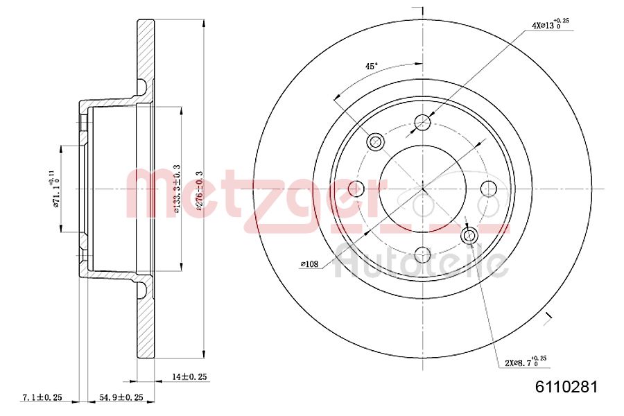 METZGER 6110281 Bremsscheibe