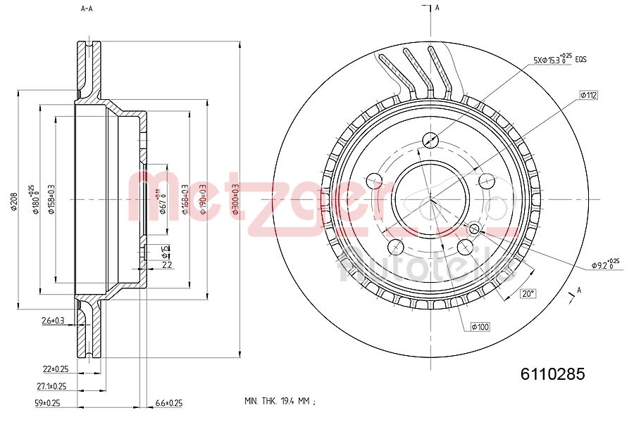 METZGER 6110285 GREENPARTS Bremsscheibe