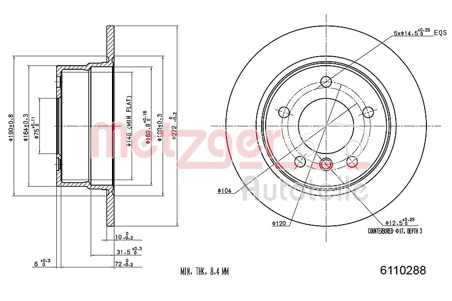 METZGER 6110288 Bremsscheibe