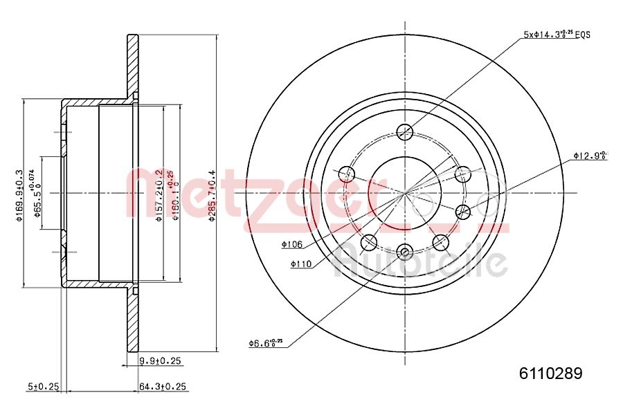 METZGER 6110289 Bremsscheibe