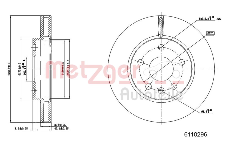METZGER 6110296 Bremsscheibe