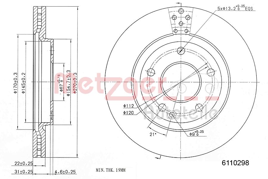 METZGER 6110298 Bremsscheibe