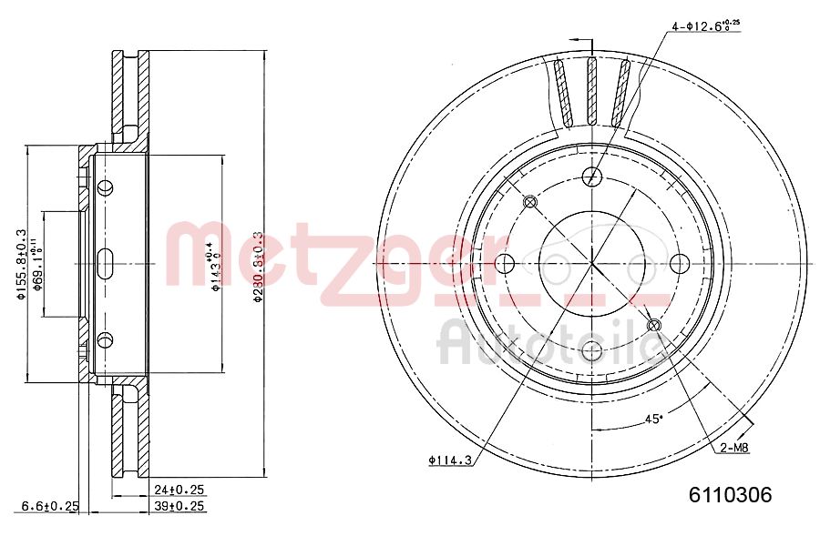 METZGER 6110306 Bremsscheibe
