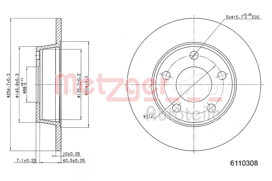 METZGER 6110308 Bremsscheibe