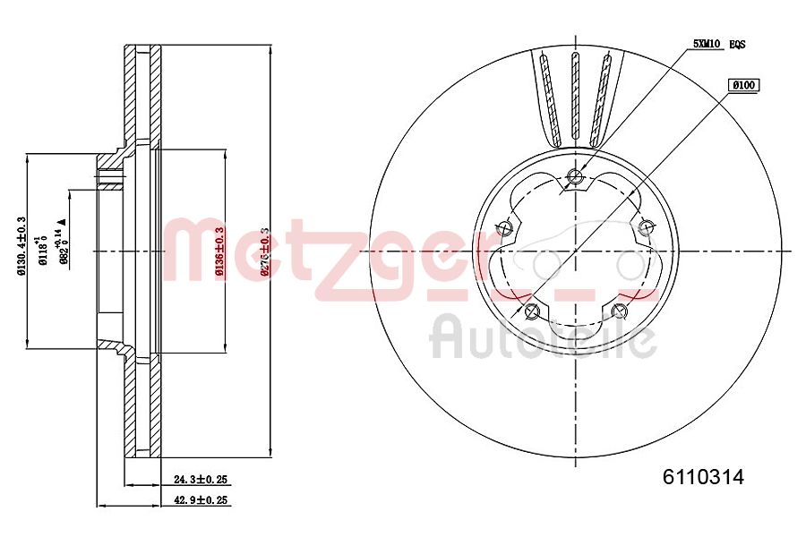 METZGER 6110314 Bremsscheibe