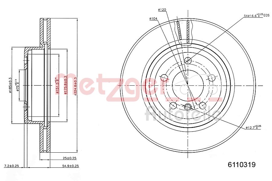 METZGER 6110319 Bremsscheibe