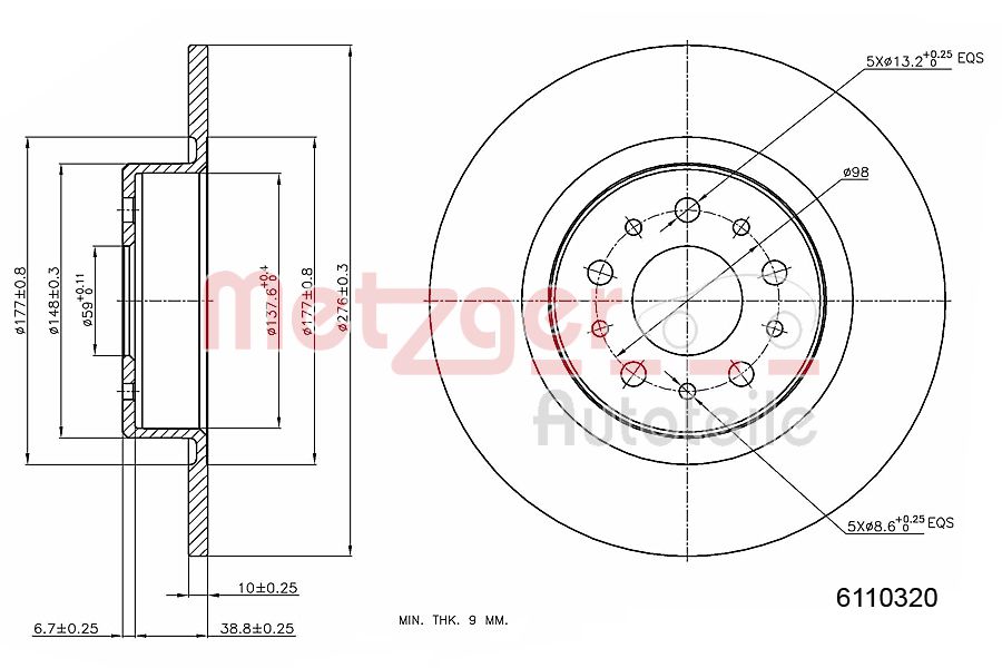 METZGER 6110320 Bremsscheibe
