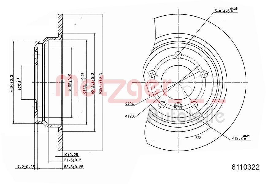 METZGER 6110322 Bremsscheibe